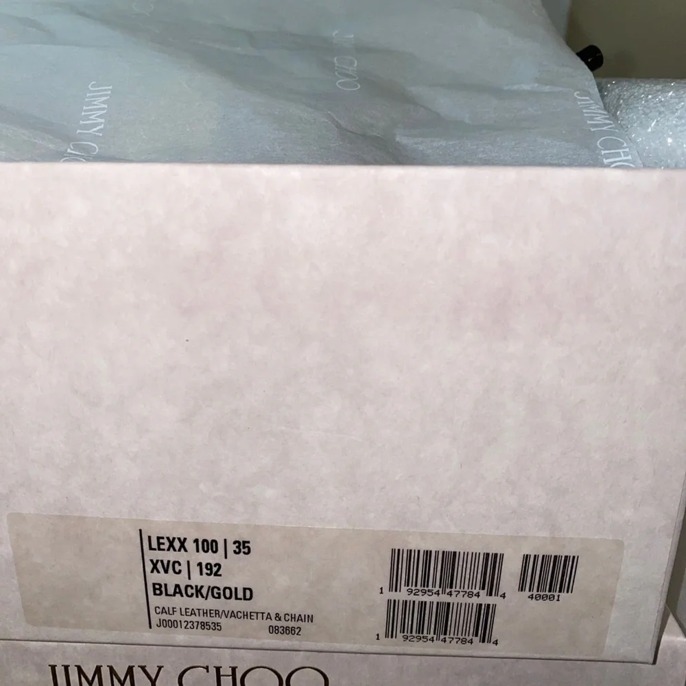 FINAL SALE Jimmy Choo Lexx 100 Black/gold Leather heeled Mules NWT size 7 - Picture 11 of 14